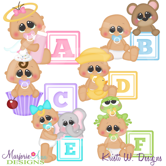 Alphabet Baby~A-F SVG Cutting Files Includes Clipart - Click Image to Close